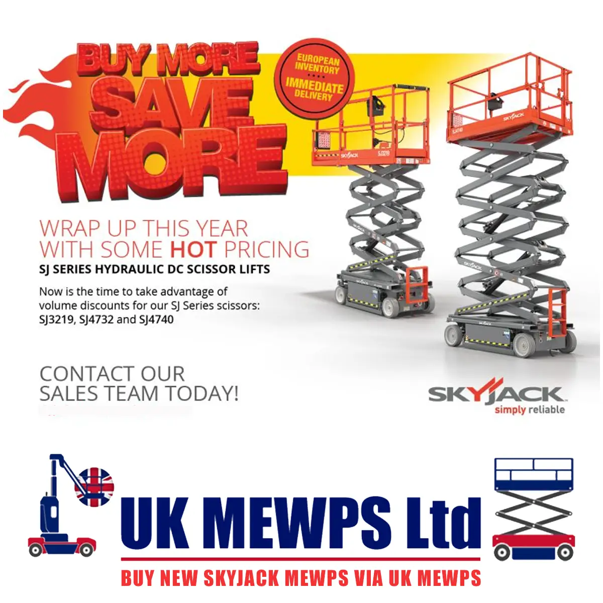 Buy New Skyjack MEWPs in December 2024 with UK MEWPS