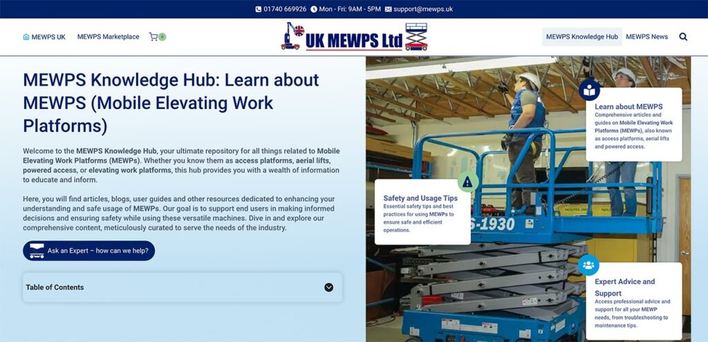 MEWPS Knowledge Hub Learn about MEWPS (Mobile Elevating Work Platforms)