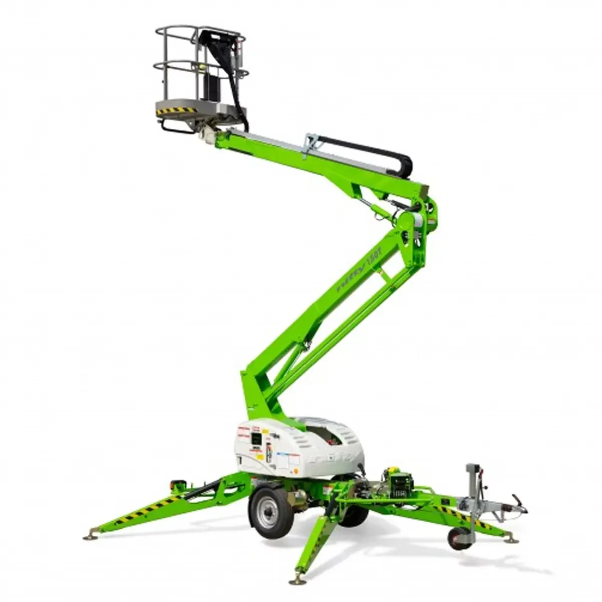 Niftylift-Nifty-150T-14.7m-Trailer-Mounted-Boom-Lift-At-height-on-white-background