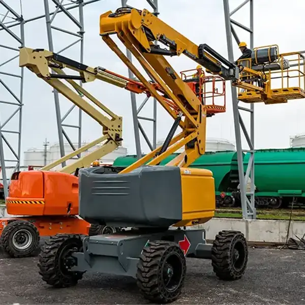 Selection of cherry picker platforms, including aerial lifts, scissor lifts and spider lifts.