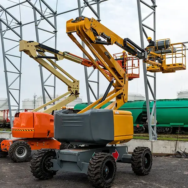 Cherry picker used for infrastructure work, providing access to high-reach areas safely and efficiently.